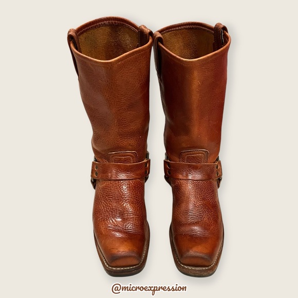 $499 Frye Harness 12R Cognac Brown Cavalry Southwestern Cowboy Harness Boot - Picture 10 of 16